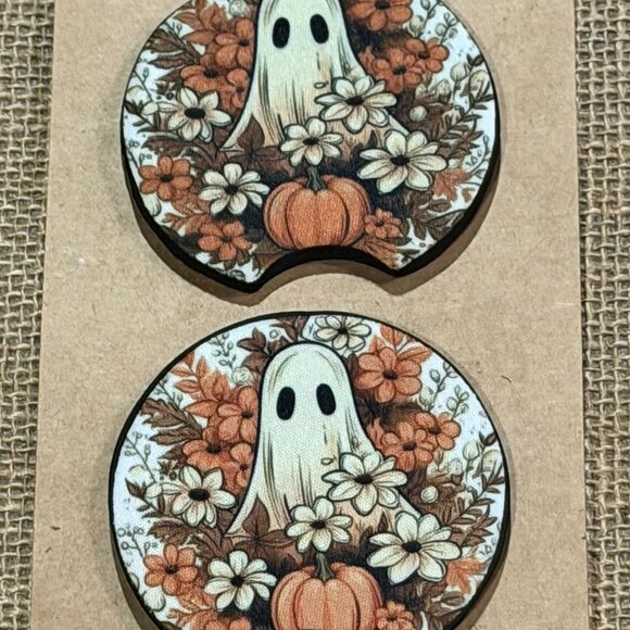 Fall Ghost - Sublimation Car Coasters - Picture 1 of 3